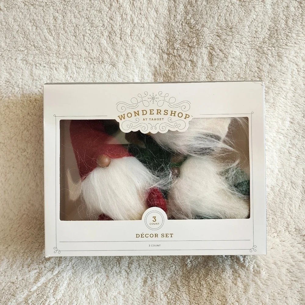 3pc Felted Wool Christmas Gnome Figurine Set Home decor, Target Wondershop, NWT